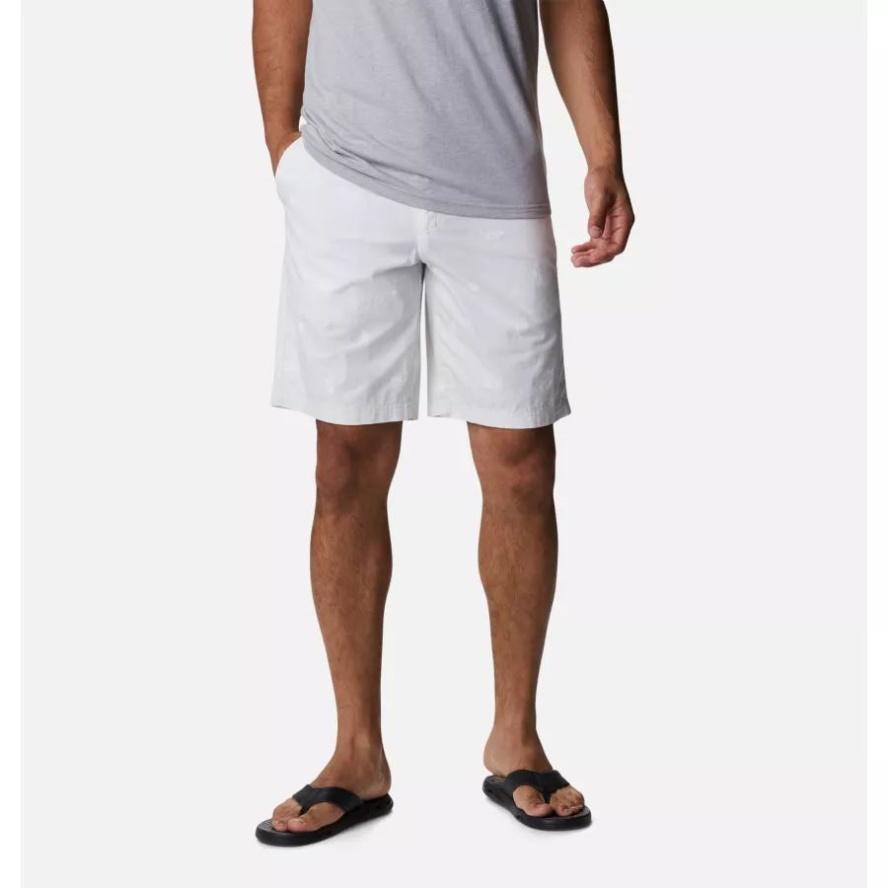 Columbia Sale Men's Washed Out Casual Printed Shorts Nimbus Grey Camp Social Print