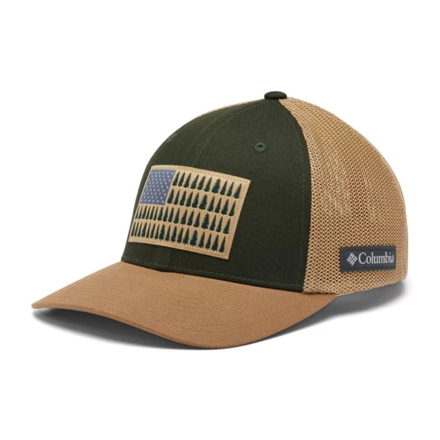 Columbia Sale Mesh Tree Flag Ball Cap High Crown Columbia Sale Spruce/Delta