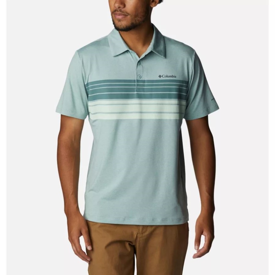 Columbia Sale Niagara Heather Stripe Men's Tech Trail Novelty Polo