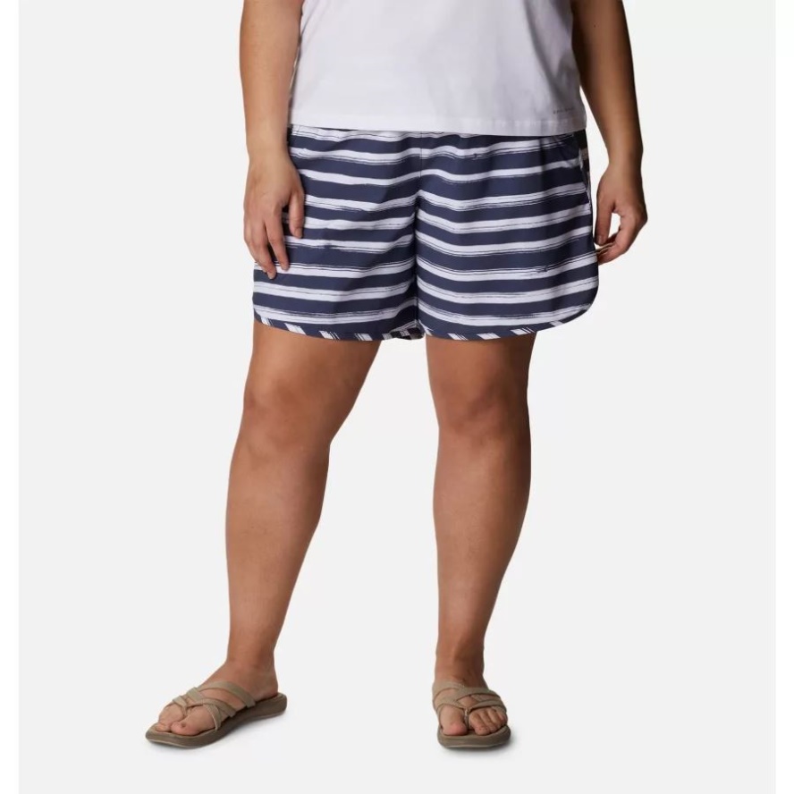 Columbia Sale Nocturnal Brush Stripe Women's Bogata Bay Stretch Printed Shorts Plus Size