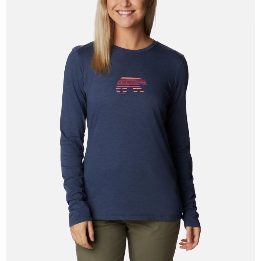 Columbia Sale Nocturnal Heather/Bearly Print Women's Hidden Haven Long Sleeve T-Shirt
