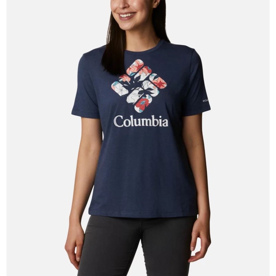 Columbia Sale Nocturnal Heather/Lakeshore Flora Women's Bluebird Day Relaxed T-Shirt