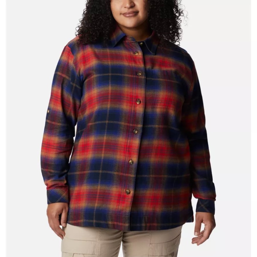 Columbia Sale Nocturnal Multi Tartan Women's Holly Hideaway Flannel Shirt Plus Size