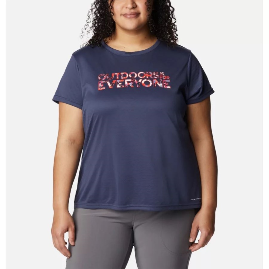 Columbia Sale Nocturnal Outdoor is for Everyone Women's Cirro Ice Graphic Short Sleeve Crew Shirt Plus Size