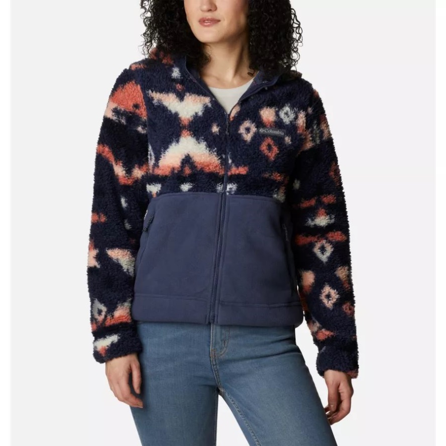 Columbia Sale Nocturnal Rocky MT Print/Nocturnal Women's Winter Pass Sherpa Hooded Fleece Jacket