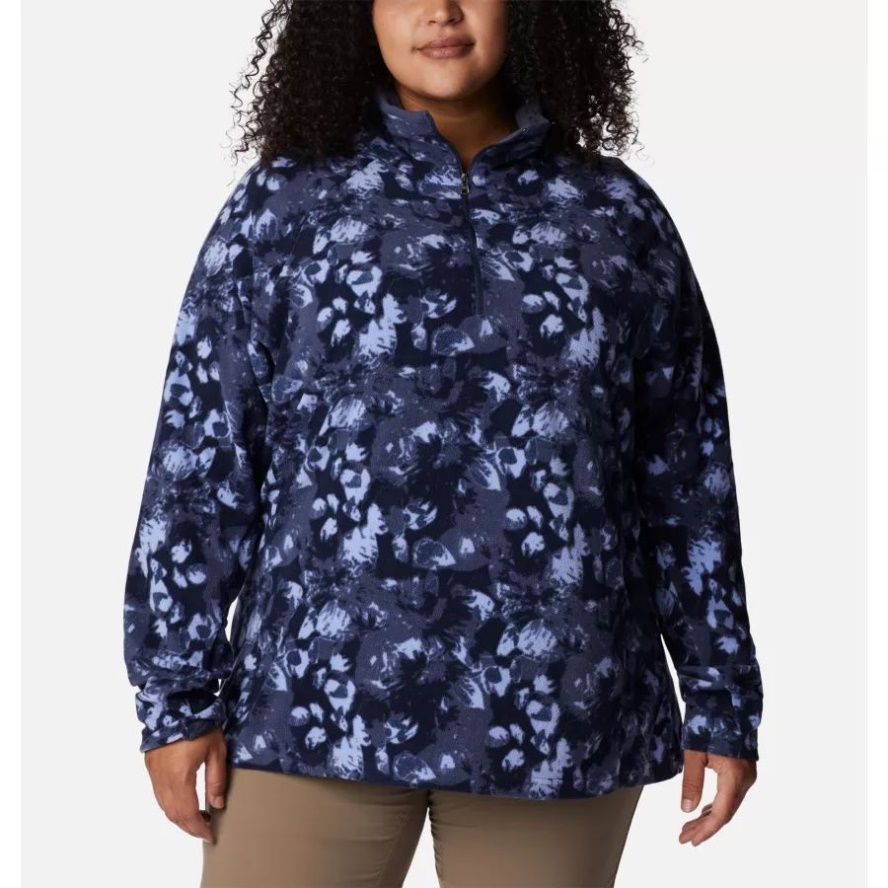 Columbia Sale Nocturnal Solarized Print Women's Glacial IV Print Half Zip Pullover Plus Size