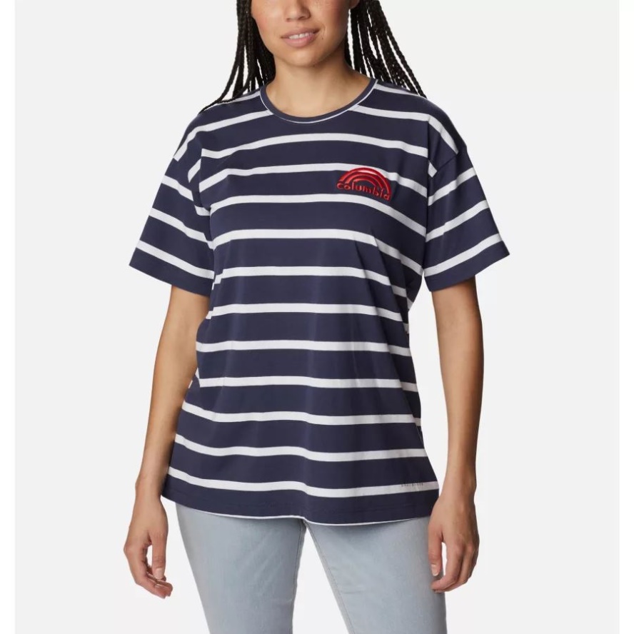 Columbia Sale Nocturnal Sunrise Stripe Women's Sun Trek Oversized T-Shirt