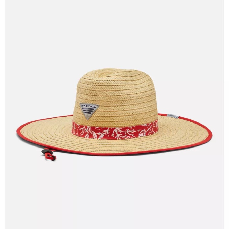 Columbia Sale PFG Baha Straw Hat Red Spark Kona Print