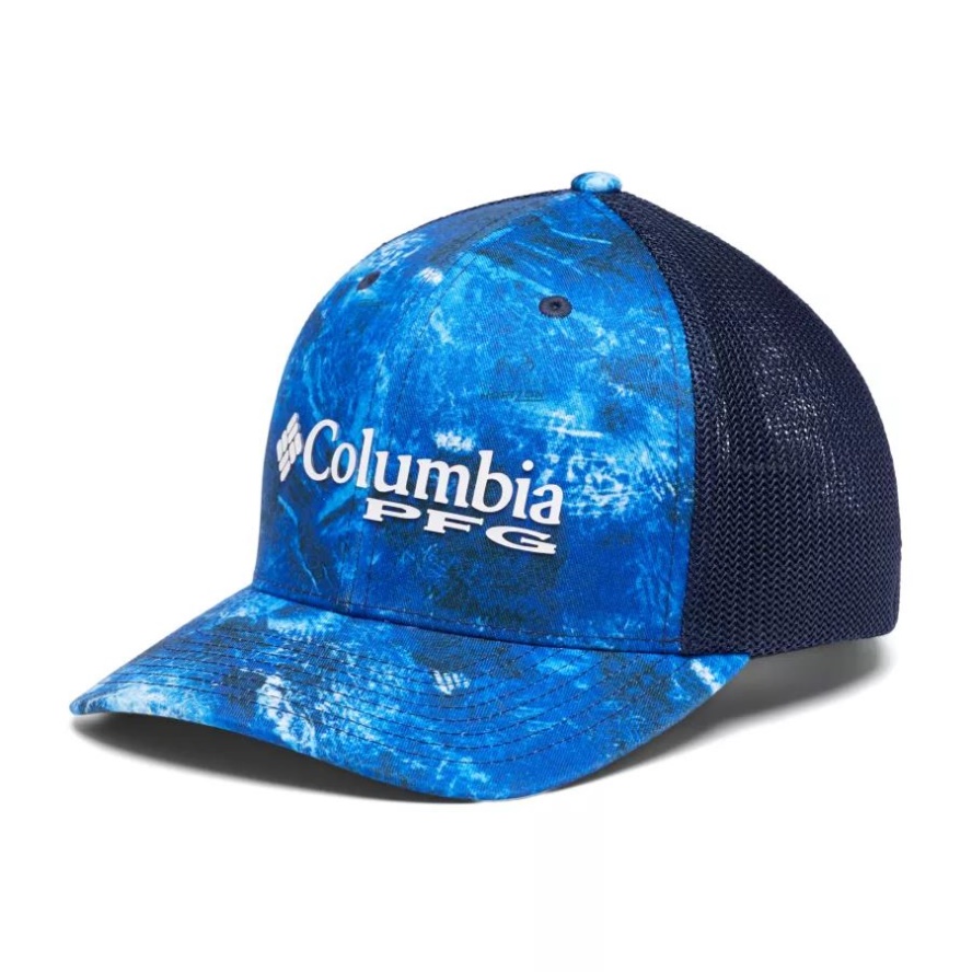 Columbia Sale PFG Camo Mesh Ball Cap Blue Macaw Realtree Horizon