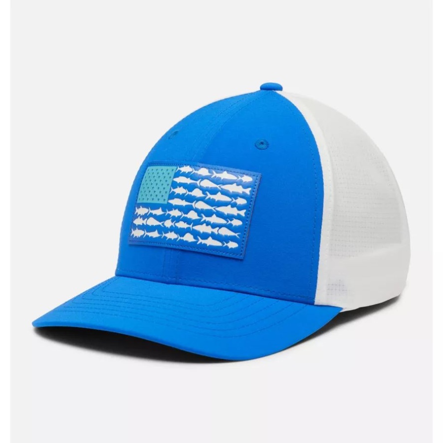 Columbia Sale PFG Fish Flag Signature 110 High Crown Blue Macaw/Atoll
