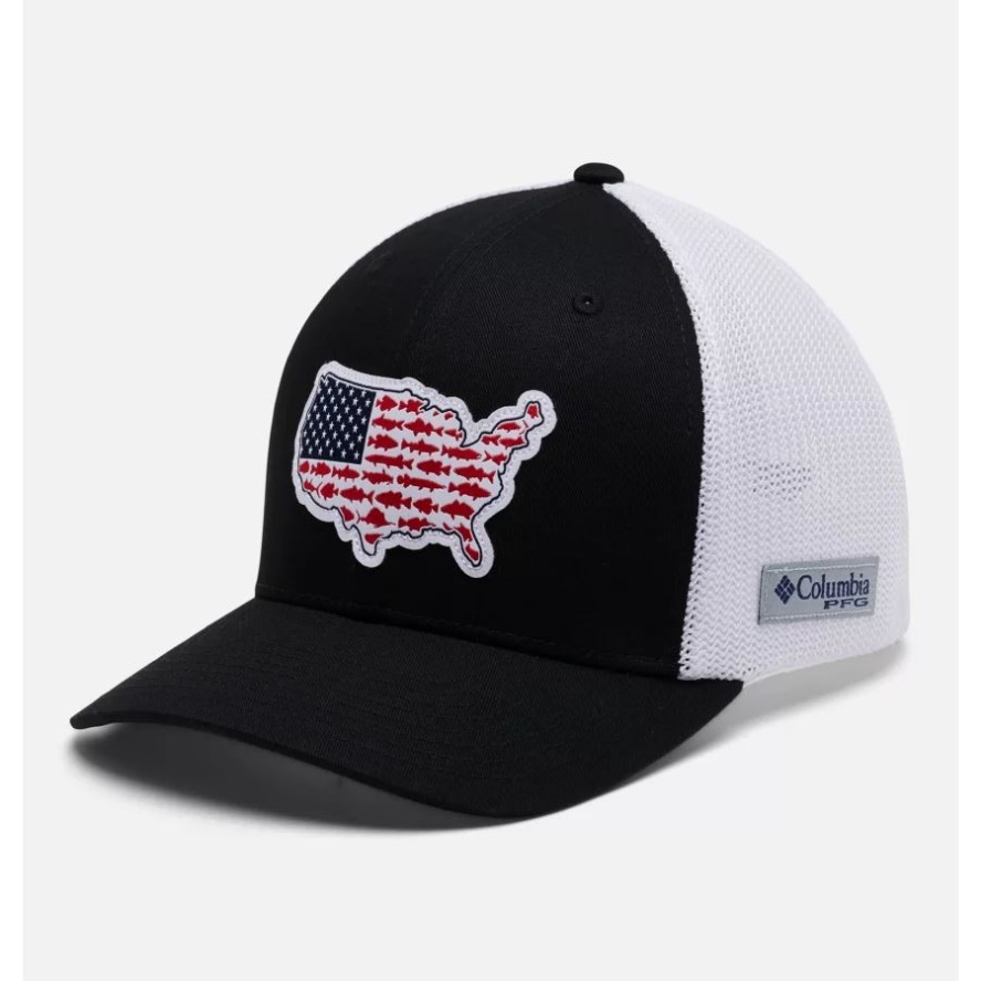 Columbia Sale PFG Mesh Stateside Ball Cap Black/USA Patch