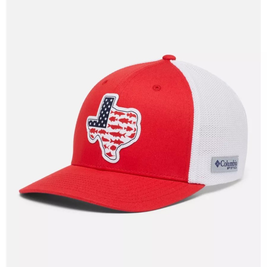 Columbia Sale PFG Mesh Stateside Ball Cap Red Spark/Texas Patch