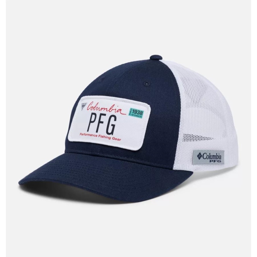 Columbia Sale PFG Trucker Patch Snapback Collegiate Navy/California License Plate