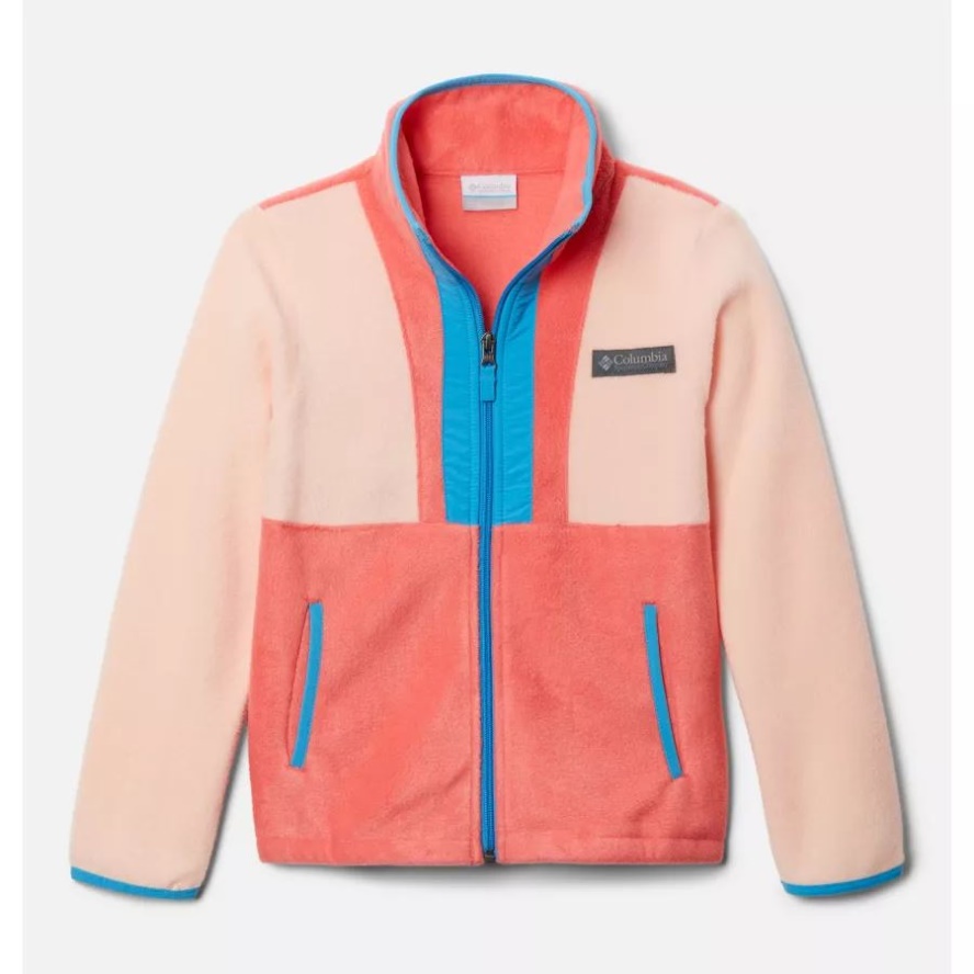 Columbia Sale Peach Blossom/Blush Pink/Blue Chill Kids' Back Bowl Full Zip Fleece Jacket