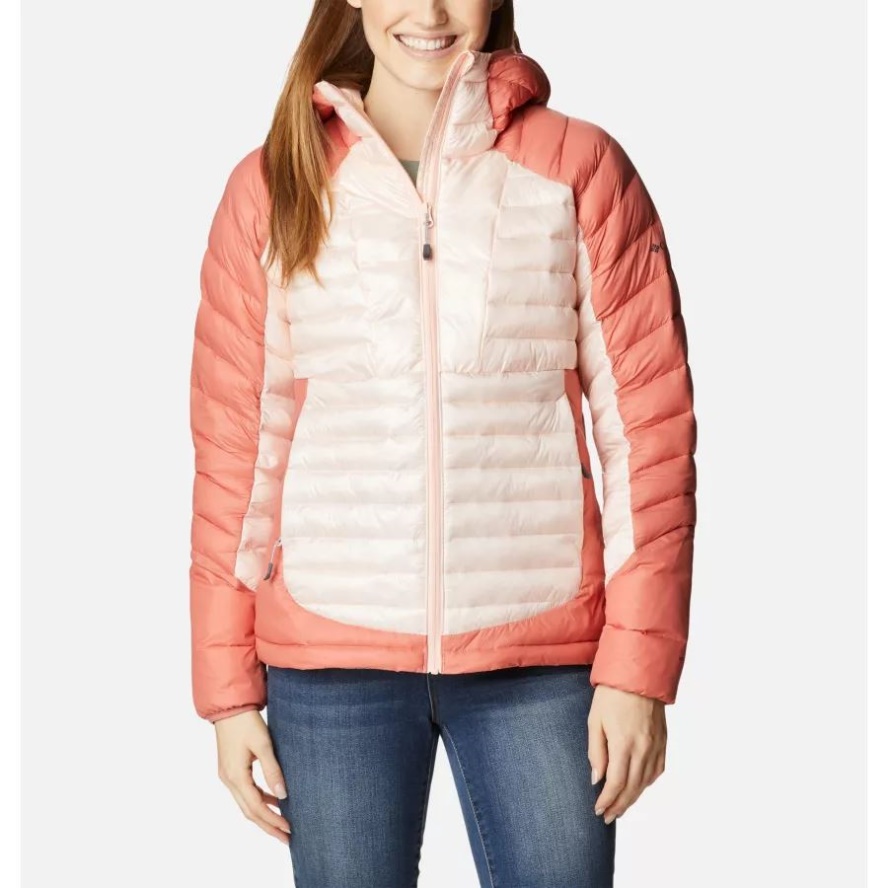 Columbia Sale Peach Blossom/Dark Coral Women's Labyrinth Loop Insulated Hooded Jacket