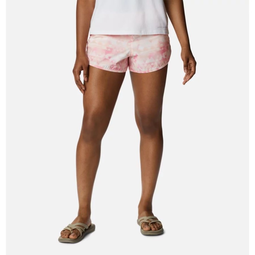 Columbia Sale Peach Blossom/Distant Peaks Women's Bogata Bay Stretch Printed Shorts
