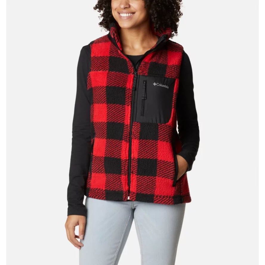 Columbia Sale Red Lily Check Print Women's West Bend Vest
