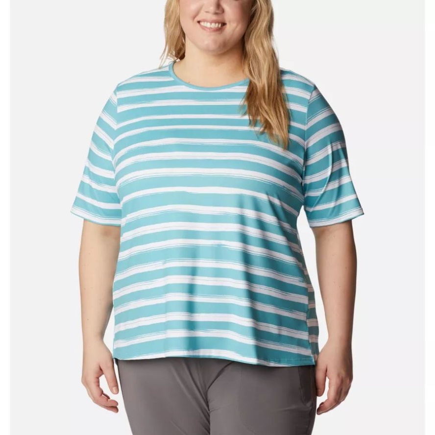 Columbia Sale Sea Wave Brush Stripe Women's Chill River Short Sleeve Shirt Plus Size