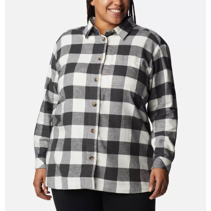 Columbia Sale Shark Buffalo Check Women's Holly Hideaway Flannel Shirt Plus Size