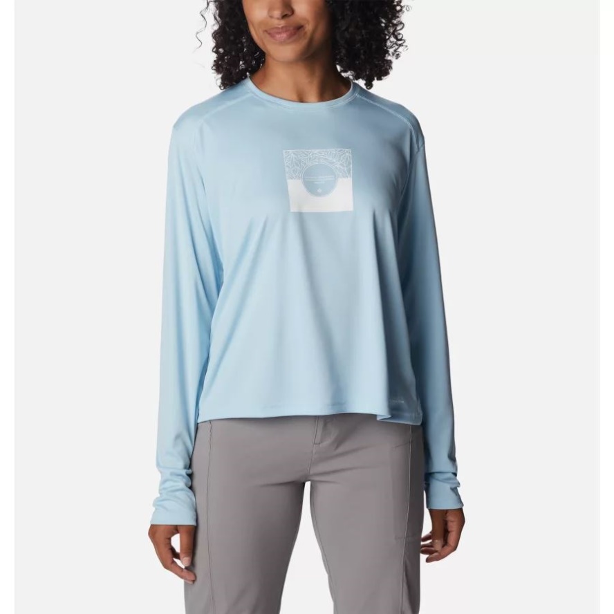 Columbia Sale Spring Blue/CSC Split Leaves Graphic Women's Summerdry Graphic Long Sleeve Shirt