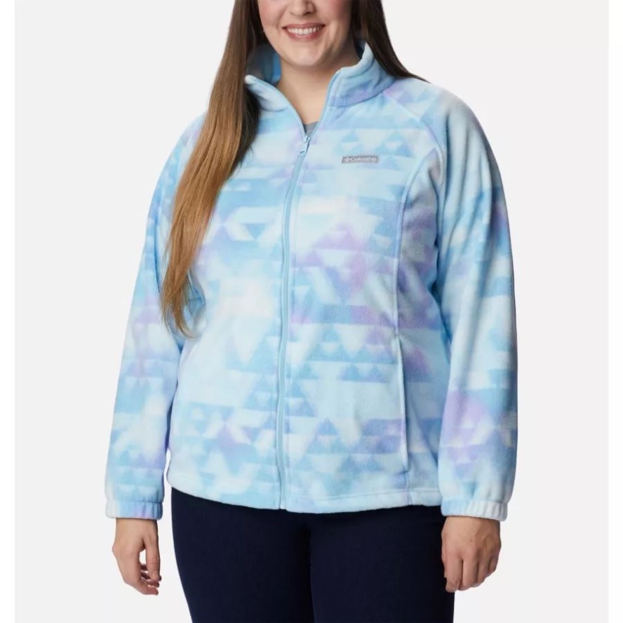 Columbia Sale Spring Blue/Distant Peaks Women's Benton Springs Printed Full Zip Fleece Jacket Plus Size