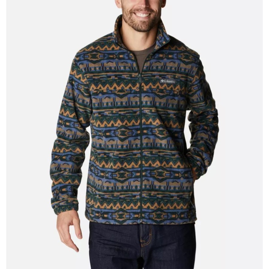 Columbia Sale Spruce 80s Stripe Print Men's Steens Mountain Printed Fleece Jacket