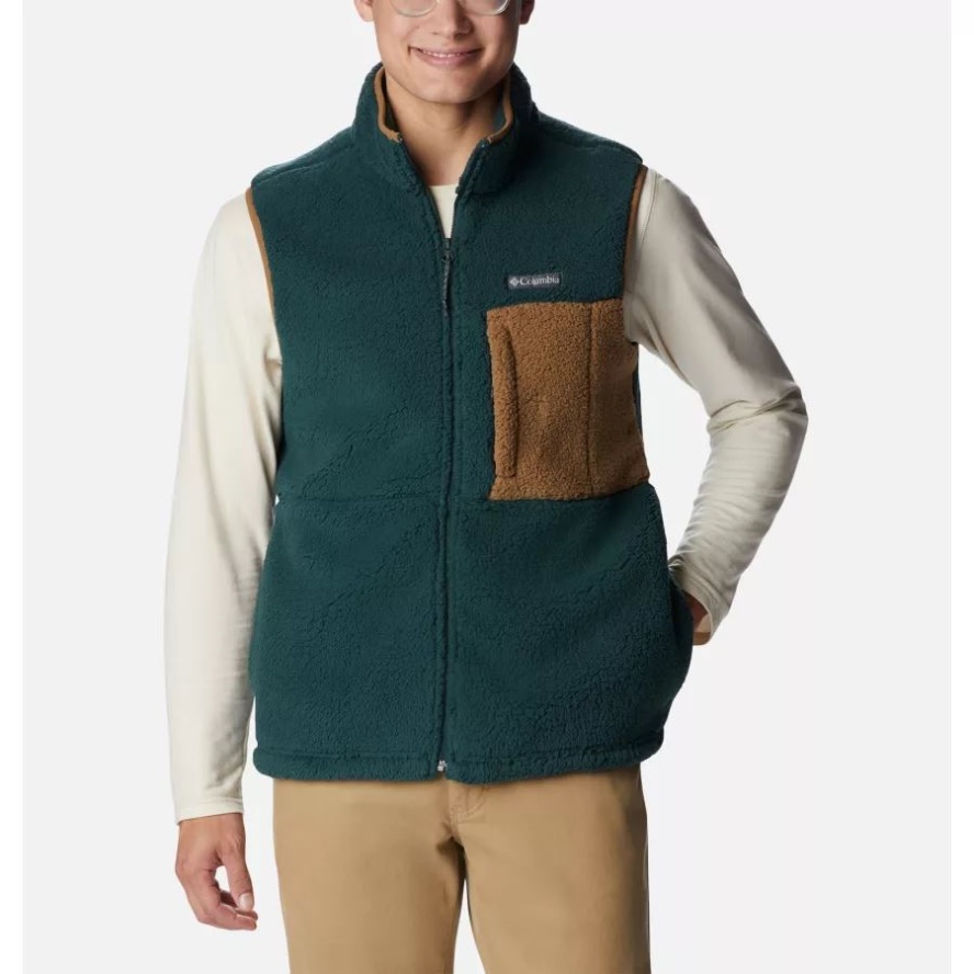 Columbia Sale Spruce/Delta Men's Mountainside Sherpa Fleece Vest