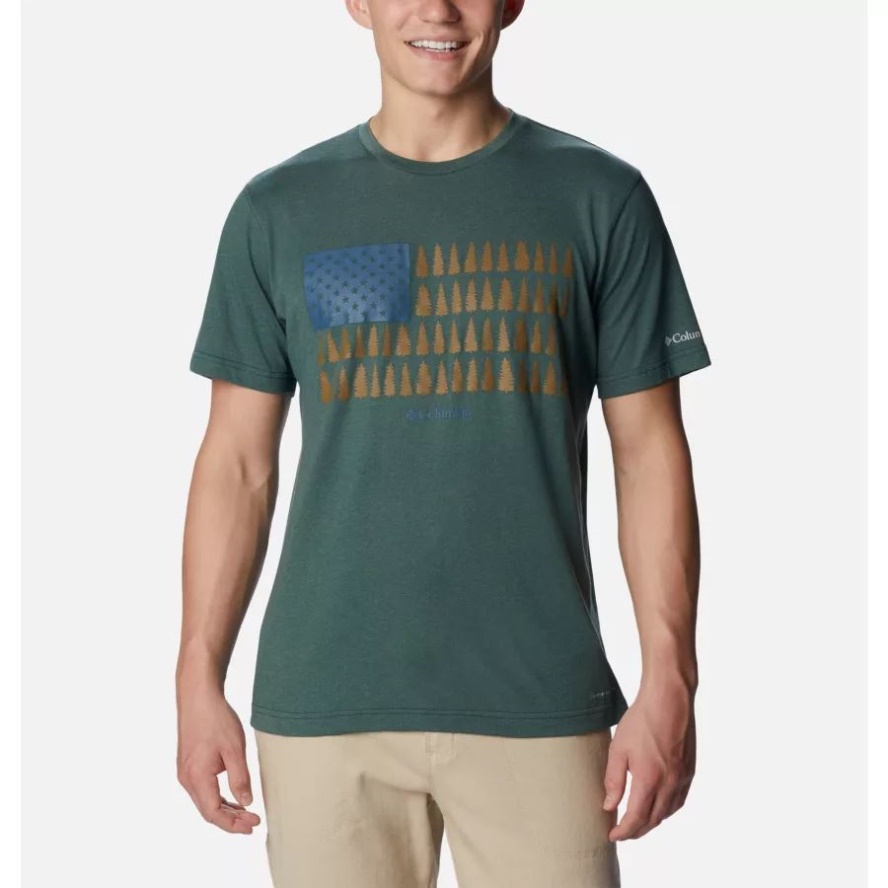 Columbia Sale Spruce Heather/Treestriped Flag Men's Thistletown Hills Graphic T-Shirt