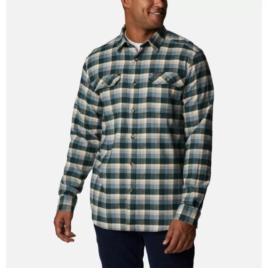 Columbia Sale Spruce Shadow Plaid Men's Flare Gun Stretch Flannel Shirt