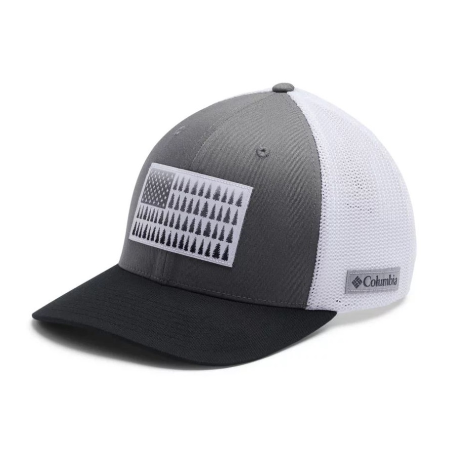 Columbia Sale Titanium/White/Black Columbia Sale Tree Flag Mesh Ball Cap Mid Crown
