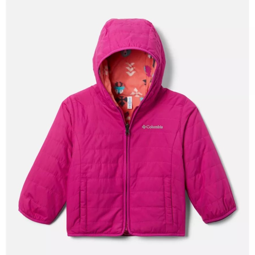 Columbia Sale Toddler Double Trouble Reversible Jacket Wild Fuchsia/Blush Pink Woodlands
