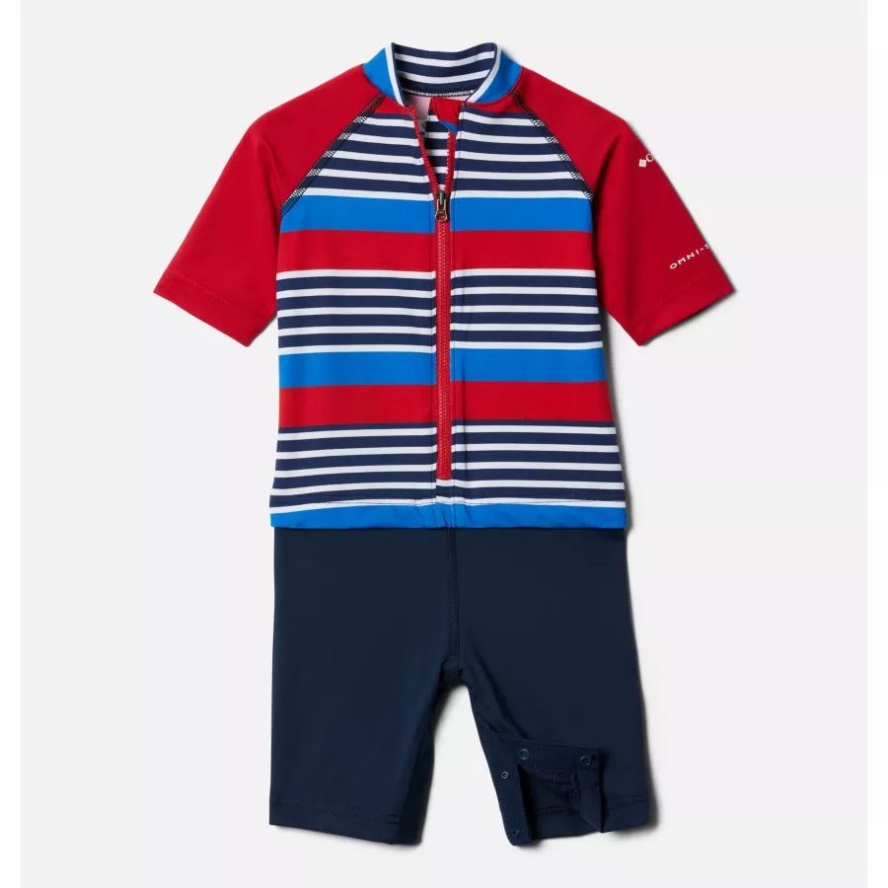 Columbia Sale Toddler Sandy ShoresSunguard Suit Collegiate Navy Milo Stripe/Mtn Red