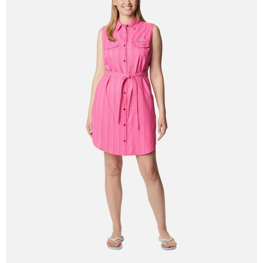 Columbia Sale Ultra Pink Vertical Stripe Women's PFG Sun Drifter Woven Dress II