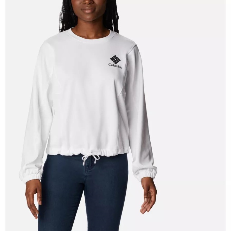 Columbia Sale White/Black CSC Stacked Logo Women's Columbia Sale Trek Seasonal French Terry Crew
