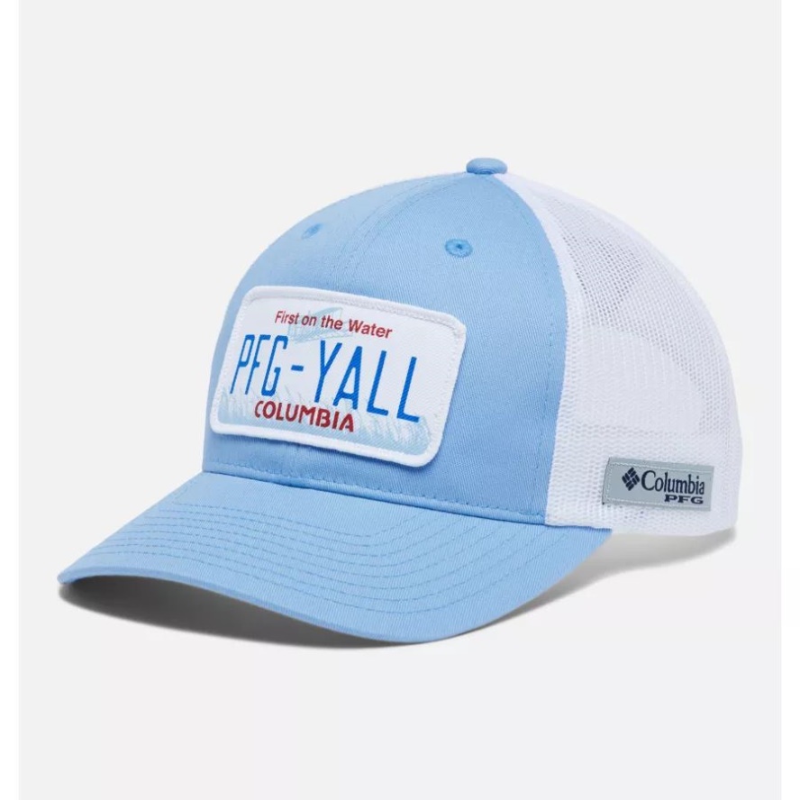 Columbia Sale White Cap/North Carolina License Plate PFG Trucker Patch Snapback