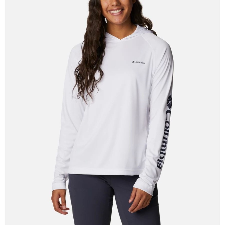 Columbia Sale White/Dark Nocturnal Logo Women's Fork Stream Long Sleeve Hoodie