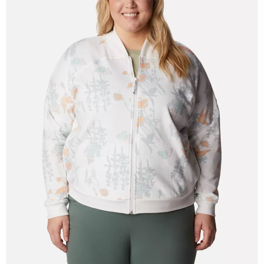 Columbia Sale White Radical Botanical Women's Columbia Sale Lodge French Terry Full Zip Jacket Plus Size