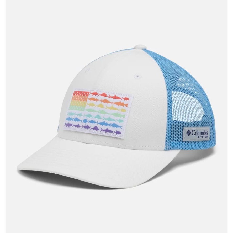 Columbia Sale White/Sail PFG Fish Flag Mesh Snapback Low Crown