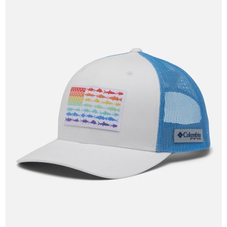 Columbia Sale White/Sail PFG Fish Flag Mesh Snapback Mid Crown