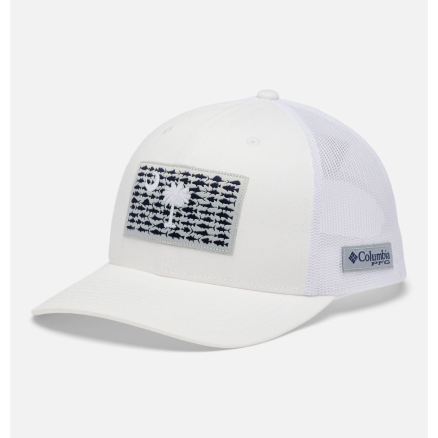 Columbia Sale White/South Carolina Flag PFG Fish Flag Mesh Snapback High Crown