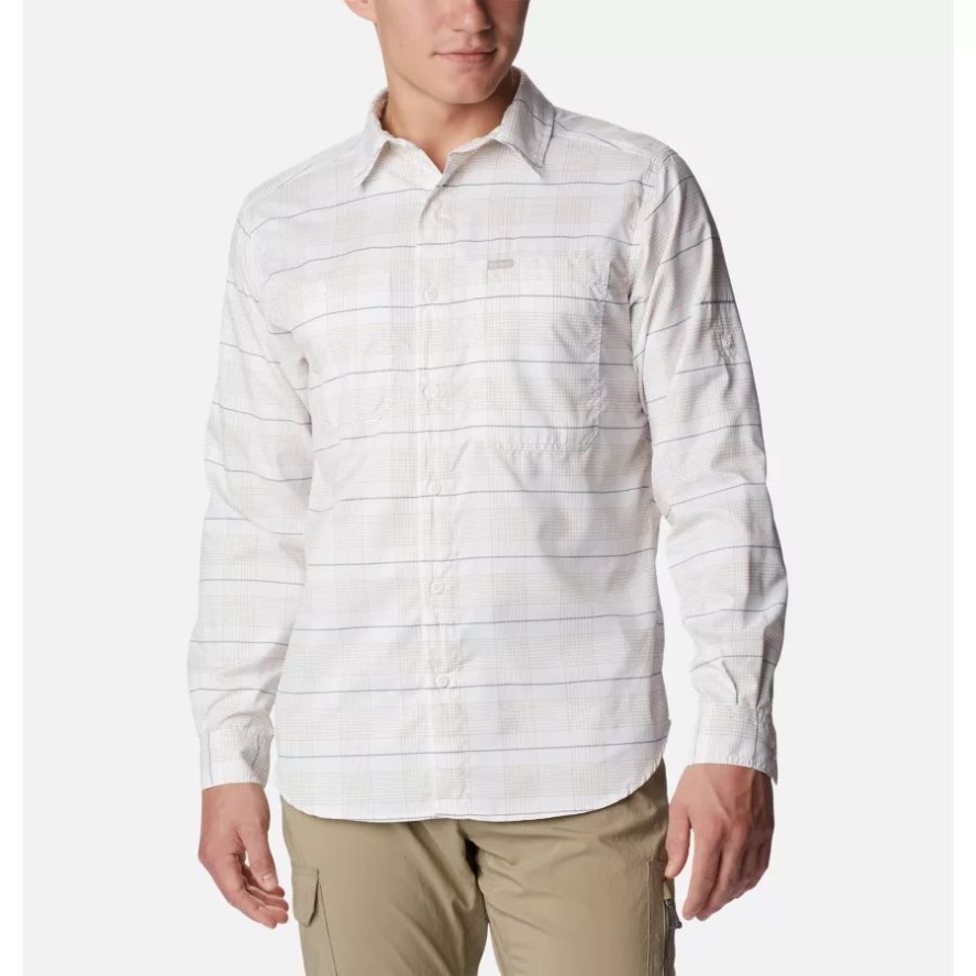 Columbia Sale White Trail Crossing Plaid Men's Silver Ridge Utility Lite Plaid Long Sleeve Shirt