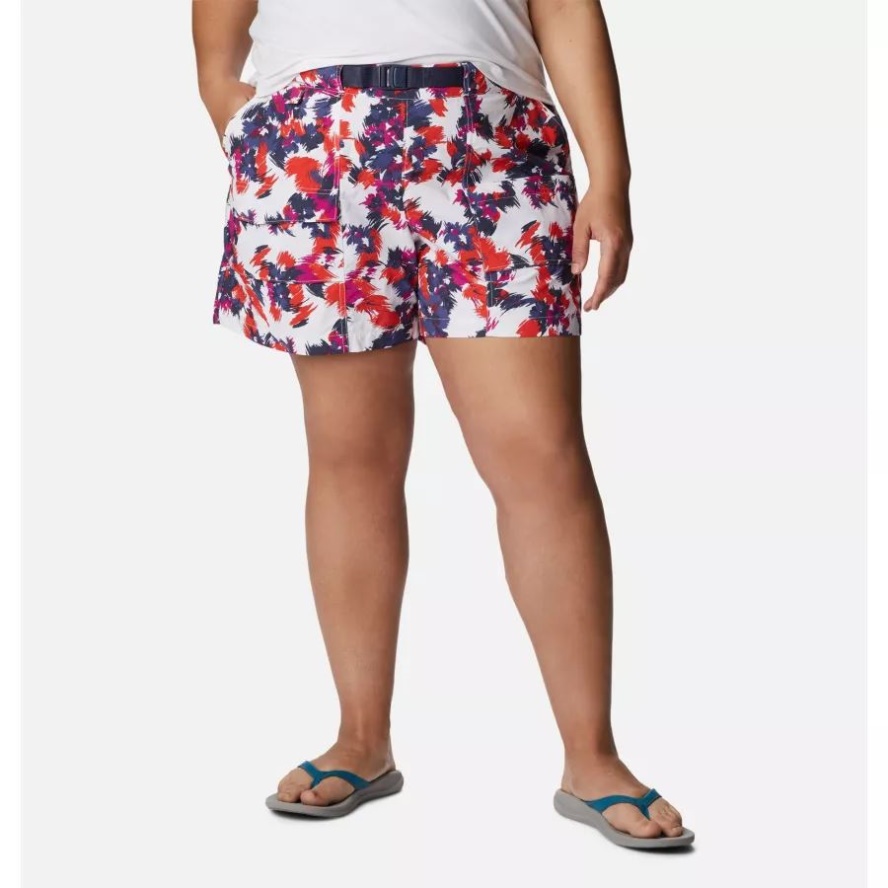 Columbia Sale White Typhoon Blooms Multi Women's Summerdry Cargo Shorts Plus Size