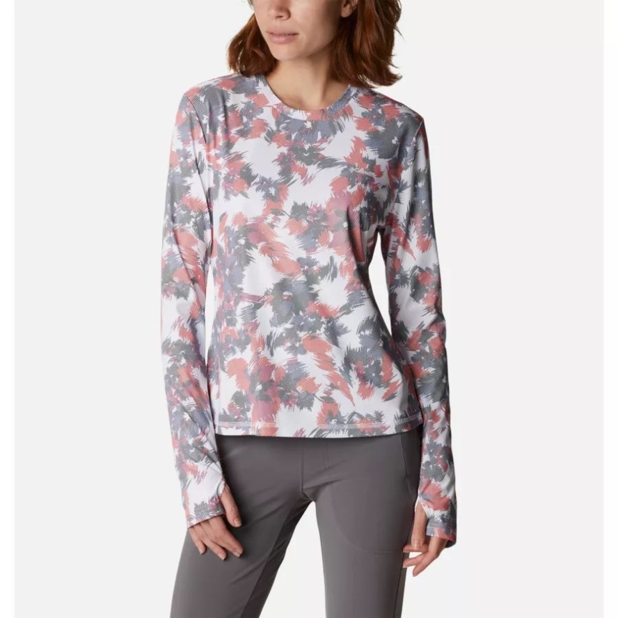 Columbia Sale White Typhoon Blooms Women's Sun Deflector Summerdry Long Sleeve Shirt