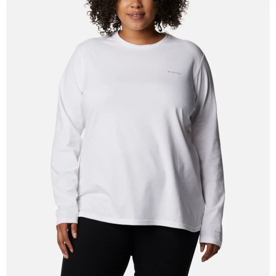 Columbia Sale White Women's Sun Trek Long Sleeve T-Shirt Plus Size