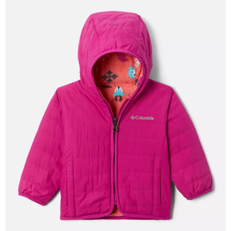 Columbia Sale Wild Fuchsia/Blush Pink Woodlands Infant Double Trouble Reversible Jacket