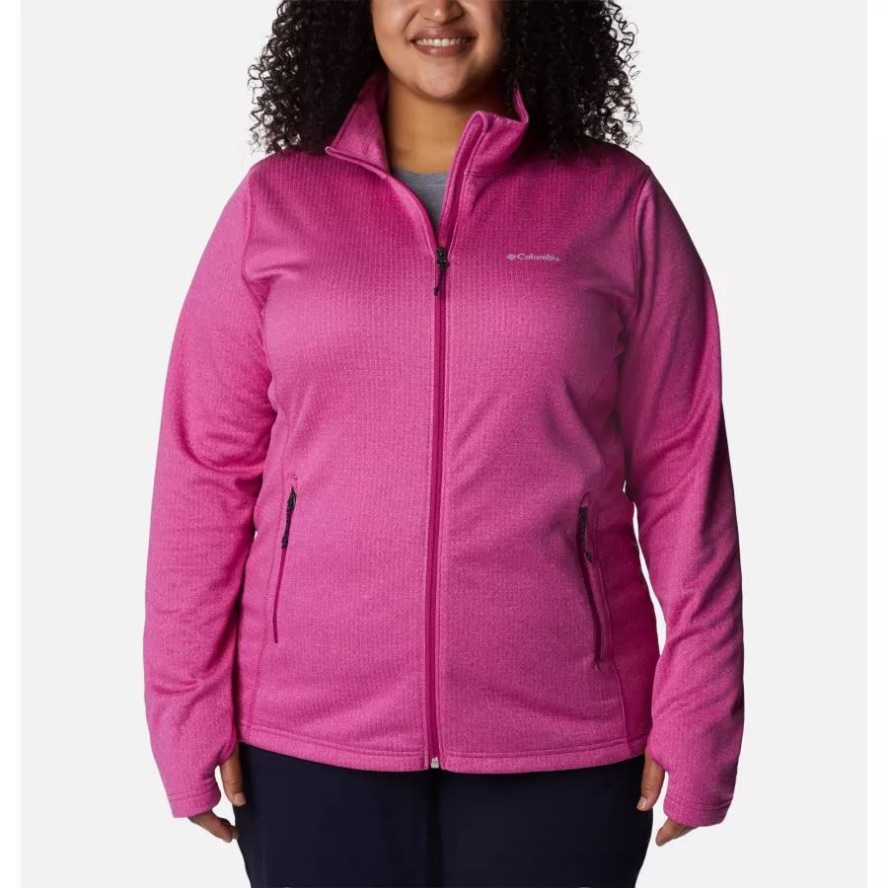 Columbia Sale Wild Fuchsia Heather Women's Park View Grid Full Zip Fleece Pullover Plus Size