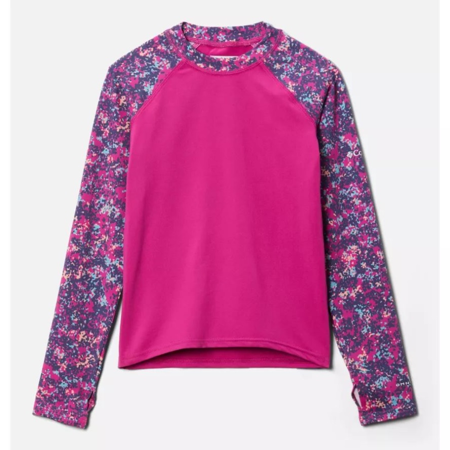 Columbia Sale Wild Fuchsia/Wild Fuchsia Dotty Disguis Kids' Sandy ShoresPrinted Long Sleeve Sunguard Shirt
