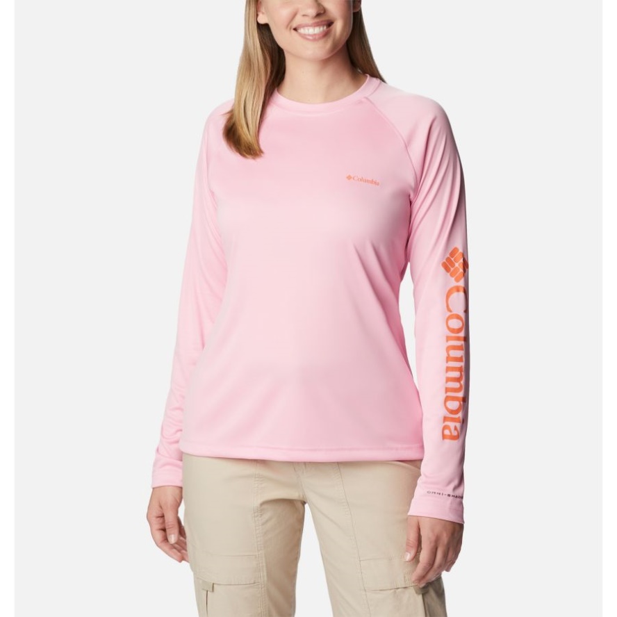 Columbia Sale Wild Rose/Sunset Orange logo Women's Fork Stream Long Sleeve Shirt