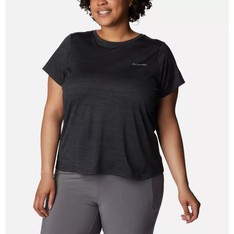 Columbia Sale Women's Alpine Chill Zero Short Sleeve Shirt Plus Size Black Heather