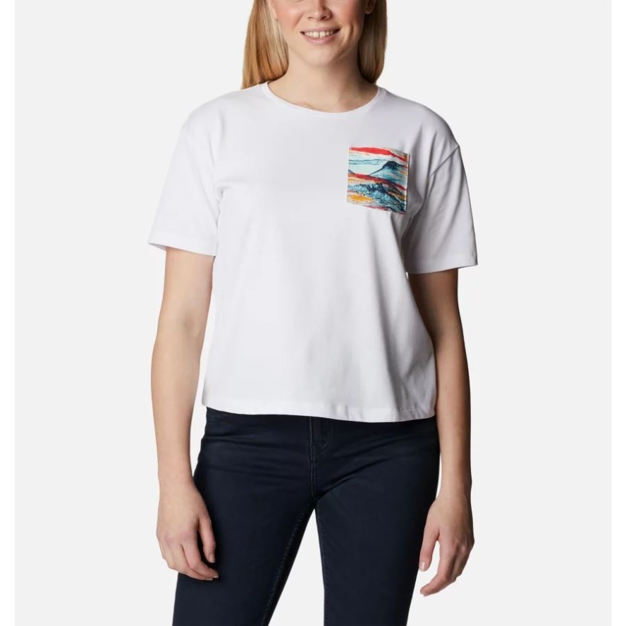 Columbia Sale Women's Alpine Way II Casual T-Shirt White/Hyper Natural Pocket